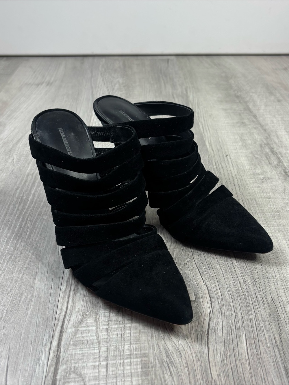 Alexander Wang "Britt" strappy mules Heels Suede Black Size 39.5